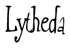 The image contains the word 'Lytheda' written in a cursive, stylized font.