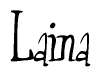 The image contains the word 'Laina' written in a cursive, stylized font.