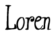 The image is a stylized text or script that reads 'Loren' in a cursive or calligraphic font.