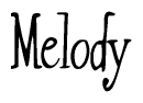 The image is of the word Melody stylized in a cursive script.
