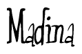 The image is of the word Madina stylized in a cursive script.