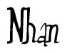 The image is a stylized text or script that reads 'Nhan' in a cursive or calligraphic font.