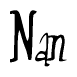 The image contains the word 'Nan' written in a cursive, stylized font.