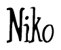 The image contains the word 'Niko' written in a cursive, stylized font.