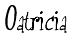 The image is a stylized text or script that reads 'Oatricia' in a cursive or calligraphic font.