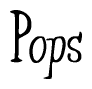 The image contains the word 'Pops' written in a cursive, stylized font.