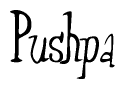 The image contains the word 'Pushpa' written in a cursive, stylized font.