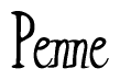 The image contains the word 'Penne' written in a cursive, stylized font.