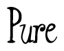 The image is a stylized text or script that reads 'Pure' in a cursive or calligraphic font.