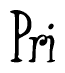 The image is of the word Pri stylized in a cursive script.