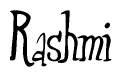 The image is a stylized text or script that reads 'Rashmi' in a cursive or calligraphic font.