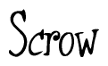 The image is a stylized text or script that reads 'Scrow' in a cursive or calligraphic font.