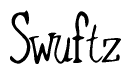 The image contains the word 'Swuftz' written in a cursive, stylized font.