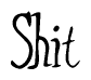The image contains the word 'Shit' written in a cursive, stylized font.