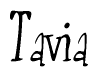 The image is of the word Tavia stylized in a cursive script.