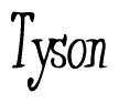 The image contains the word 'Tyson' written in a cursive, stylized font.