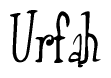 The image contains the word 'Urfah' written in a cursive, stylized font.