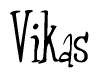 The image contains the word 'Vikas' written in a cursive, stylized font.