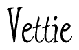 The image is a stylized text or script that reads 'Vettie' in a cursive or calligraphic font.