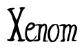 The image contains the word 'Xenom' written in a cursive, stylized font.