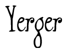 The image contains the word 'Yerger' written in a cursive, stylized font.