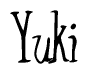 The image is a stylized text or script that reads 'Yuki' in a cursive or calligraphic font.