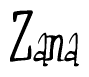 The image is a stylized text or script that reads 'Zana' in a cursive or calligraphic font.