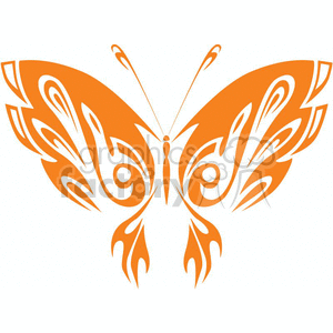 Orange butterfly with decorative wings clipart. Commercial use image # 368344