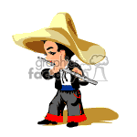 Mexican boy playing the flute. clipart.