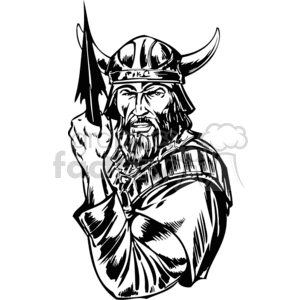 Viking holding spear clipart.
