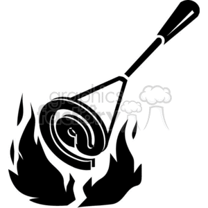 A Black and White Branding Iron Sitting over a Hot Fire clipart. Commercial use image # 371914