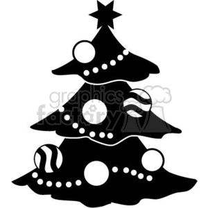 Black and White Christmas Tree Decorated with Bulbs and Beads