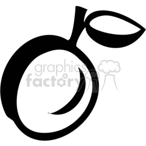 black and white peach clipart. Commercial use image # 372044