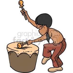 clipart - Native American playing a drum.