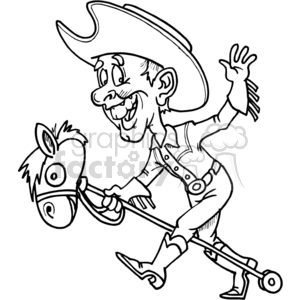 cowboy on a toy horse clipart.