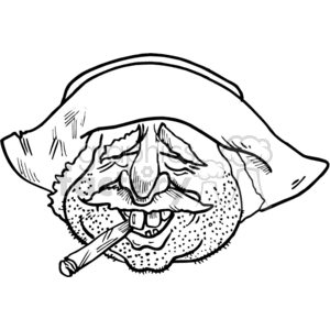 clipart - black and white mexican man smoking a cigar.