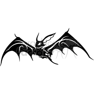 Black and white scary bat flying through air clipart. Royalty-free image # 372996