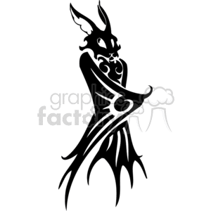 Black and white scary bat folded wings clipart. Royalty-free image # 373011