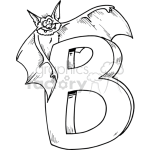 black white vector alphabet alphabets cartoon funny letter letters bat bats b halloween