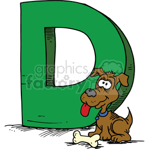 vector alphabet alphabets cartoon funny letter letters d dog dogs green bone