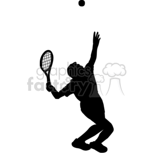 silhouette of a guy serving in a game of tennis