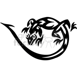 Black lizard with tail wrapped near head clipart. Commercial use image # 374676