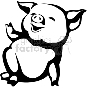 pig pigs farm animals pork vinyl+ready black+white happy cartoon