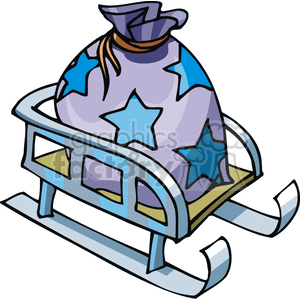 Sleigh holding a Sack with Stars clipart.