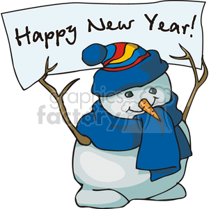 Happy New Year Snowman clipart. Commercial use image # 143420