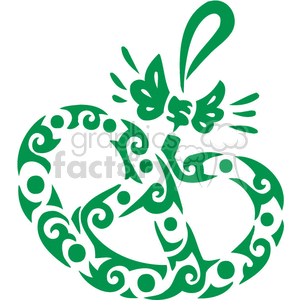 Green Hanging Pretzel looking Christmas Tree Ornament clipart. Royalty-free image # 374972