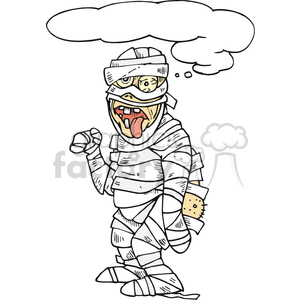 clipart - Scary mummy with his tongue hanging out.