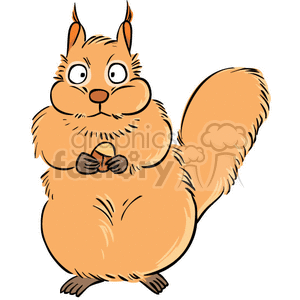 Squirrel eating nuts stuffed cheeks clipart.