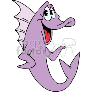 a purple fish flipping up its tail clipart.