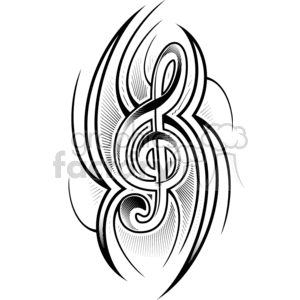 treble clef tattoo design clipart. Commercial use image # 377679